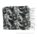 2012 latest design fashion art spring scarf bird floral pnoenix feather printing acrylic scarf best sale freash ladies scarf
